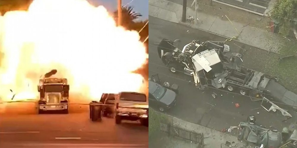 VIDEO // Momentul în care un camion plin cu artificii sare în aer